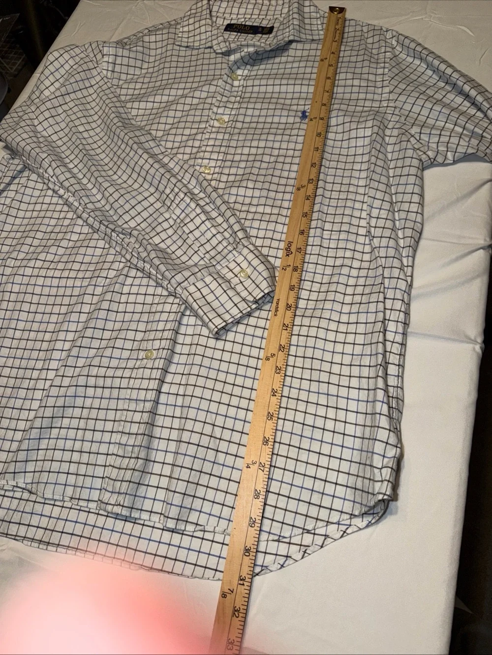 Polo by Ralph Lauren White Shirt with Blue Windowpane Check
